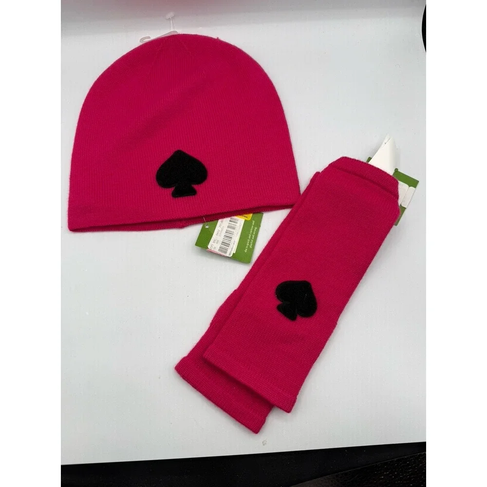 HOT PINK Kate Spade New York Fingerless Gloves/Arm Warmer & MATCHING BEANIE HAT!